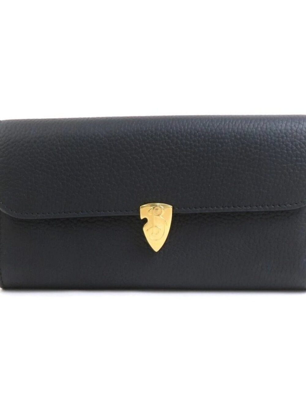 BURBERRY Long Wallet Black Leather/Goldto